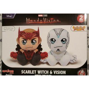 Marvel Wandavision Scarlet Witch & Vision Kuricha Chibi Plush Set Disney - New